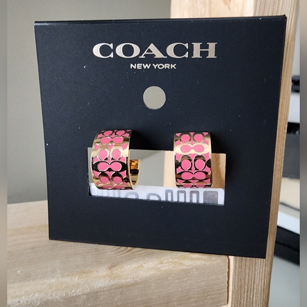 Coach Signature H. Hoop Earrings NWT